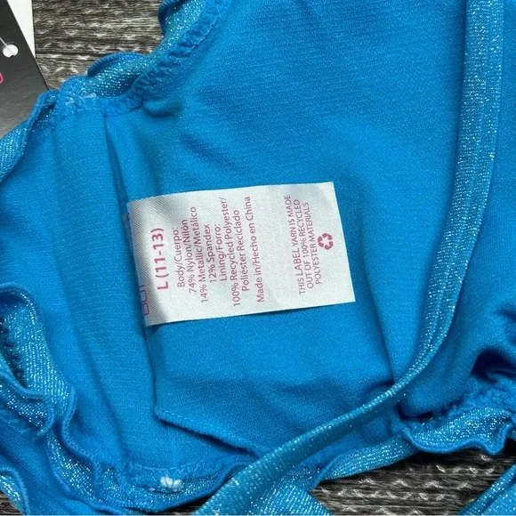 NWT Junior’s Size Large No Boundaries Two Piece Bikini Set in Blue Lurex - Picture 12 of 15